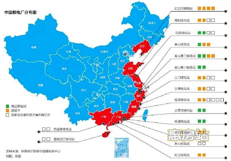 我国核电站分布